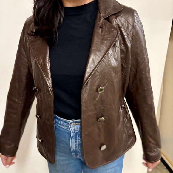VOGUE VIRILE vintage Brown Leather Women's Jacket - Picture 8 of 14